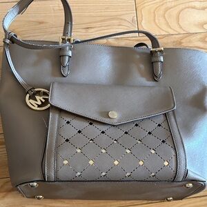 Michael Kors Gray Travel Tote with Gold Charm